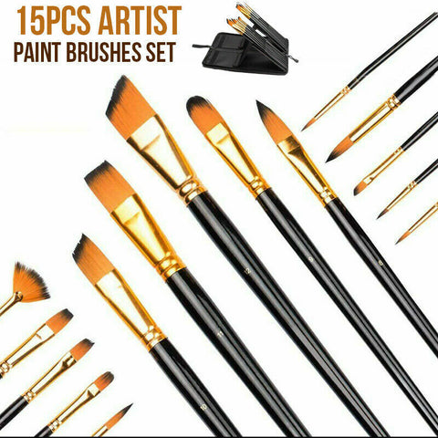 15Pcs Artist Paint Brushes Set Watercolour Acrylic Oil Painting Drawing Brush AU