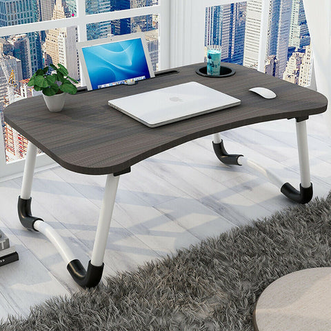 Laptop Stand Table Foldable Desk Computer Study Bed Adjustable Portable Cup Slot