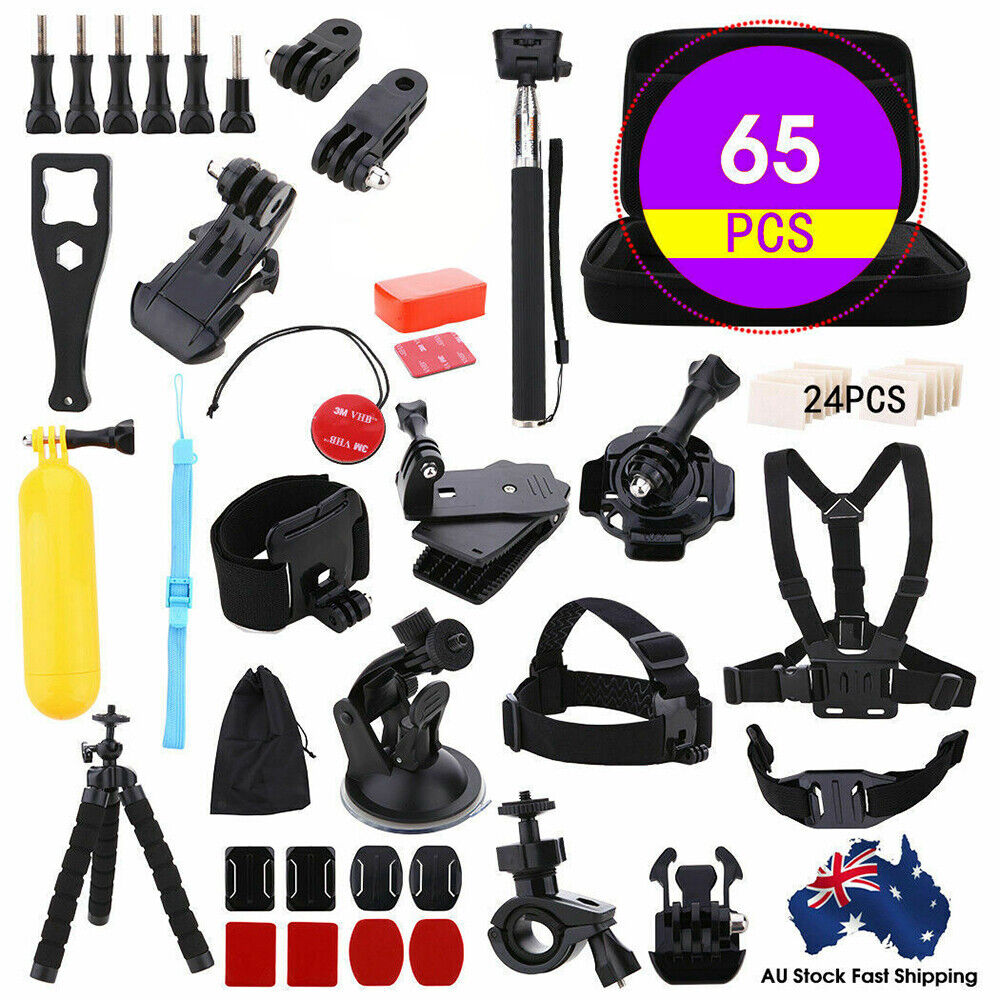 65pcs Accessories Pack Case Chest Head Floating Monopod GoPro Hero 8 7 6 5 4 3