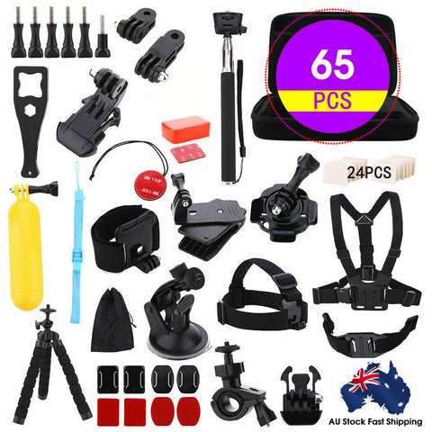 65pcs Accessories Pack Case Chest Head Floating Monopod GoPro Hero 8 7 6 5 4 3