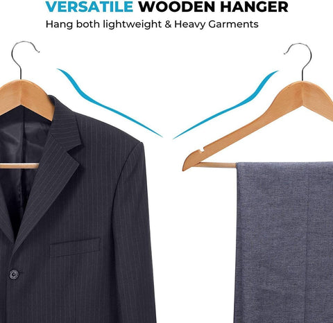 5PCS Wooden Clothes Hangers Coat Pant Suit Garments Trouser Rack