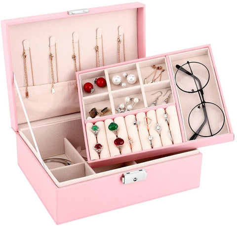 Jewelry Organizer Case Box Holder Storage Earring Ring Velvet Display Leather AU