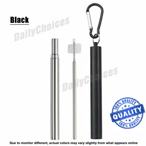 5 sets Reusable Collapsible Stainless Steel Straws Metal Straw+Brush Value Set