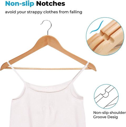 5PCS Wooden Clothes Hangers Coat Pant Suit Garments Trouser Rack