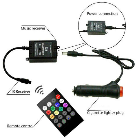 4X 12V 9LED RGB Car Interior LED Strip Lights