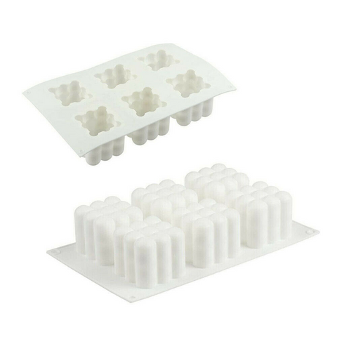 DIY 6 Candles Mould Soy Wax Candle Mold Aromatherapy Candle 3D Silicone Moulds