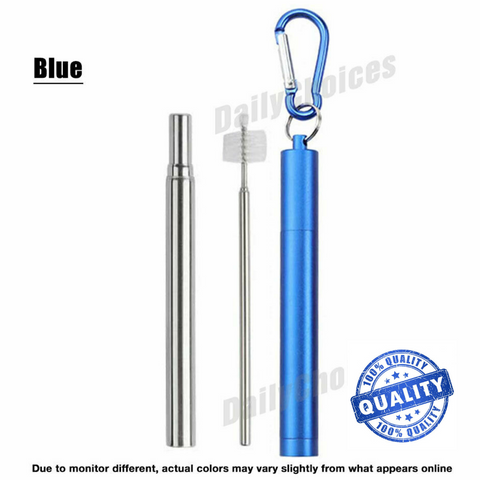 5 sets Reusable Collapsible Stainless Steel Straws Metal Straw+Brush Value Set