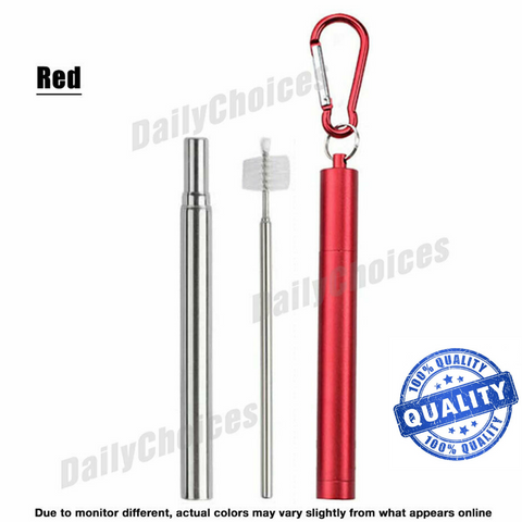 5 sets Reusable Collapsible Stainless Steel Straws Metal Straw+Brush Value Set