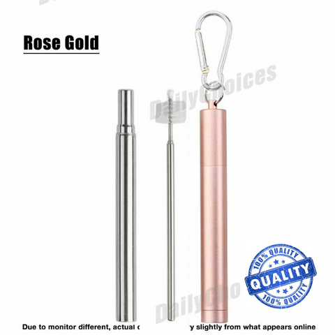 5 sets Reusable Collapsible Stainless Steel Straws Metal Straw+Brush Value Set