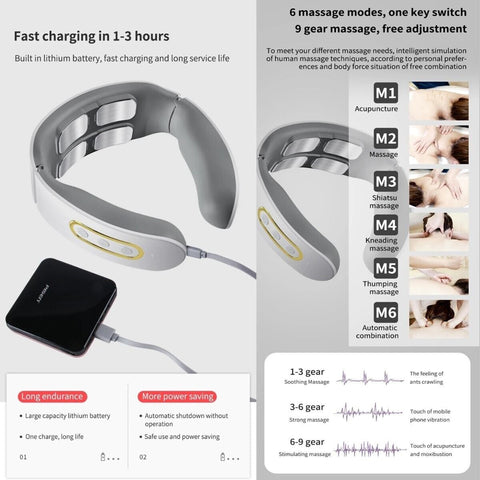 Cervical Smart Neck Massager Electric Vibrate With Remote Controller Pain Relief