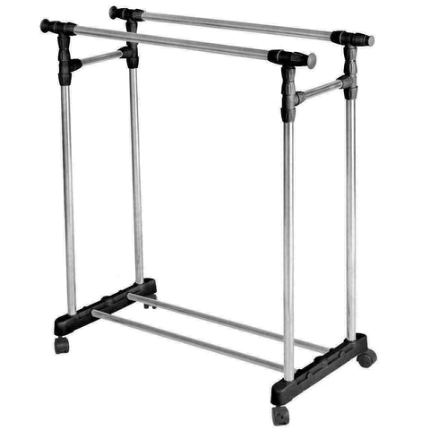 Clothes Rack Double Stainless Shelf Hanger Garment Holder Adjustable Coat