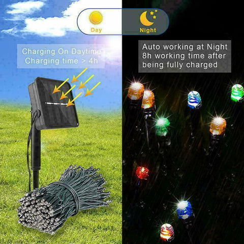 Solar Fairy String Lights 100/200/500 LED Outdoor Garden Christmas Party Decor