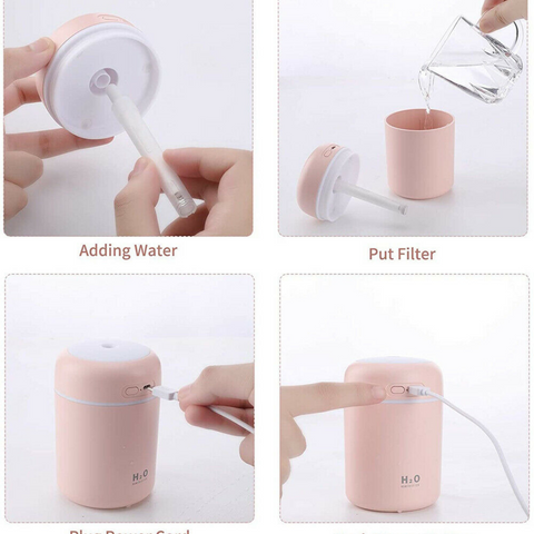 Car Air Purifier USB Diffuser Aroma Oil Humidifier Mist Led Night Light Home
