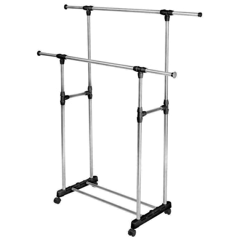 Clothes Rack Double Stainless Shelf Hanger Garment Holder Adjustable Coat