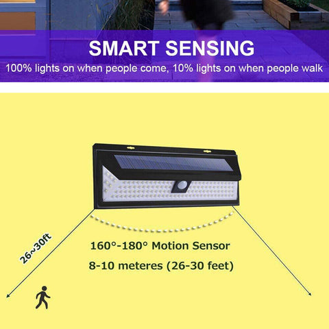180 LED Solar Motion Sensor Light Outdoor Garden Yard Wall Security Flood Lamp