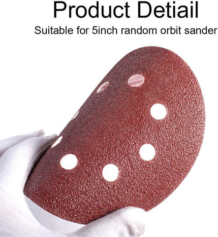 5" 125pcs Mixed Sanding Discs 60 80 100 120 240 Grit Orbital Sander Pads 125mm