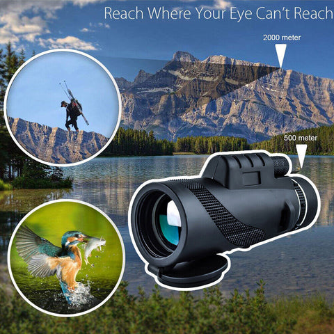 Durable Portable Telescope Monocular Travel Low Light Vision Phone Clip +Tripod