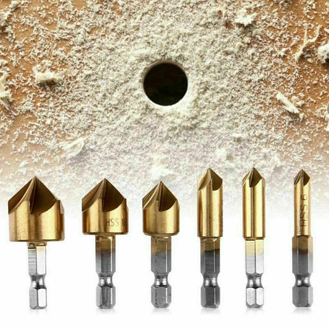 6pcs Countersink Drill Bit Crosshole Cutting Tool Drill Bits Metal Drilling AU