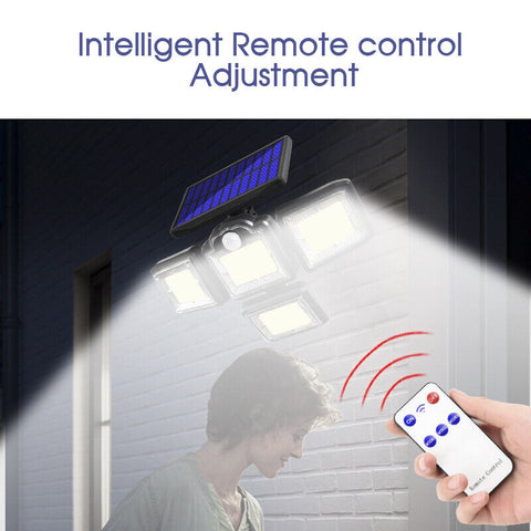 Motion Sensor 4 Head 192 LED Solar Lights Street Light Garden Wall Security Lamp