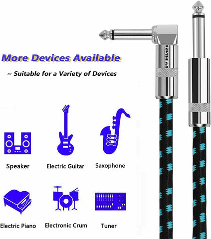 Electric Guitar Lead Cord Cable 6.35mm 1/4" Jacks