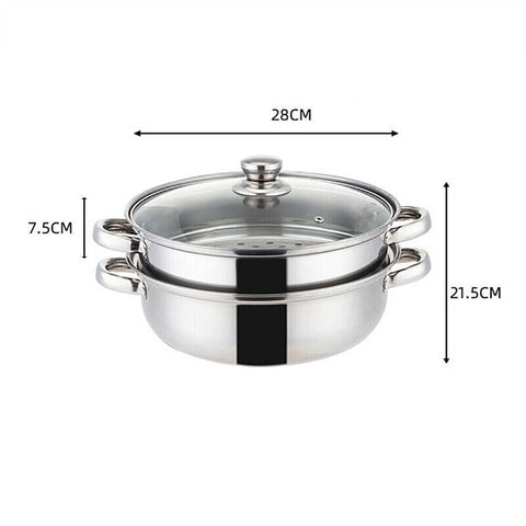 4 /5 Tier Stainless Steel Steamer Meat Vegetable Cooking Steam Pot Cookware AU