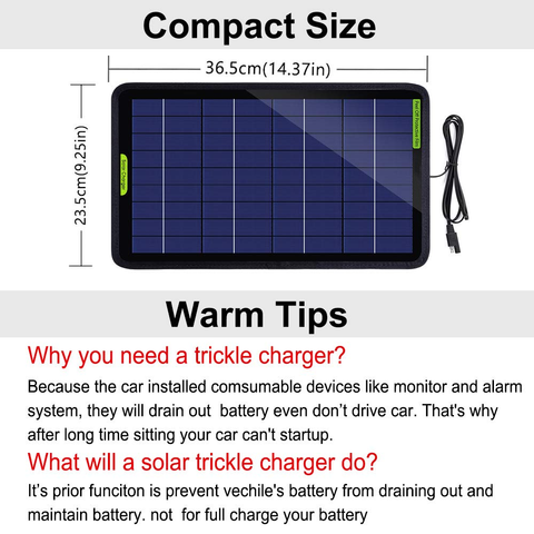 10W 5W Solar Panel Kit 12V Trickle Car Battery Charger Waterproof Boat