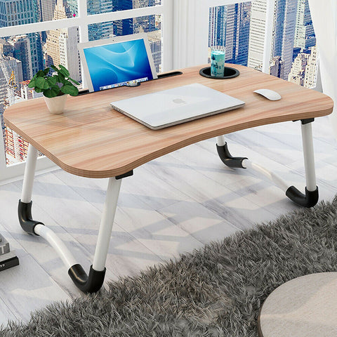 Laptop Stand Table Foldable Desk Computer Study Adjustable Portable Cup Slot NEW