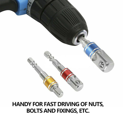 Socket Adaptor Set Driver Hex Shank Drill Bits 1/2" 1/4" 3/8" Impact Driver OZ