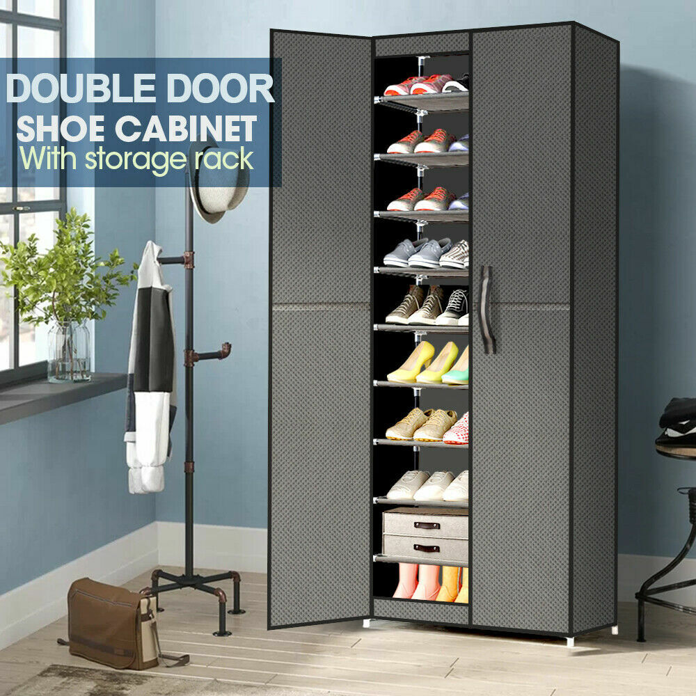 10 Tiers Shoe Rack Stackable Fabric Cabinet Storage Holder Wardrobe Organiser AU