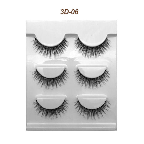 Eyelashes 3 Pairs Mink Natural Long Thick Makeup Cross False Eye Lashes AU Stock