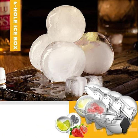4 Hole Ice Ball Modle Maker For Whiskey Cocktail FruitPopsicles IcedTea Reusable