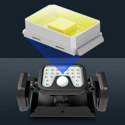 74LEDs 3 Head Solar Motion Sensor Light Outdoor Garden Wall Security Flood Lamp