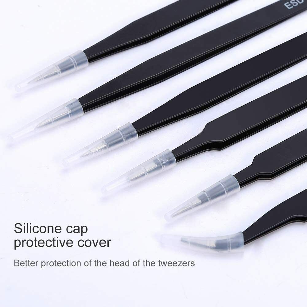 6 Pcs ESD Anti-Static Tweezer Set Tweezers Maintenance Tool Stainless Steel AU