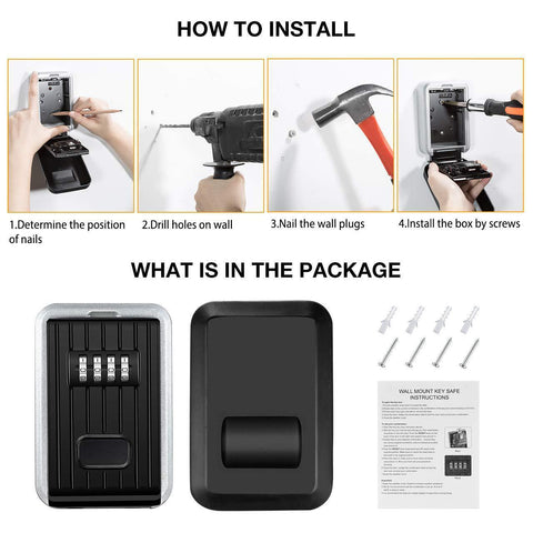 Wall Mounted Key Safe Box 4Digit Safe Outdoor Key Storag Organizer Password AU