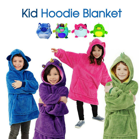 Kid Blanket Hoodie With Hooded Ultra Plush Sweatshirt Fleece Warm Soft AU