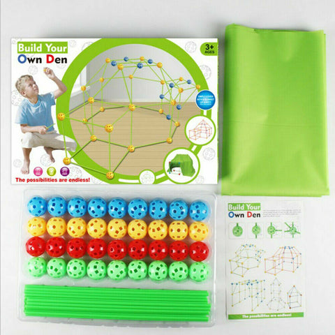 Kids Construction Fort Building Kit 175pcs Castles 3D Play House Tent Toy Gift