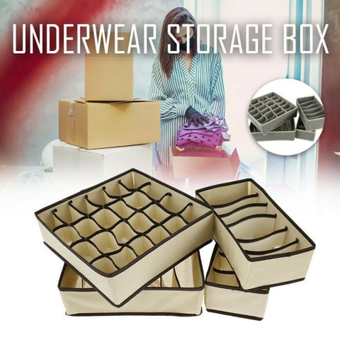 4 PCS/SET Grid Closet Organizer Foldable Storage Box Drawer Divider Kit