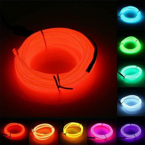 5M Neon Lights Battery Operated Luminescent Neon LED Lights 4 Light Modes Glow EL Wire DIY Car Decoration Party Strip Rope
