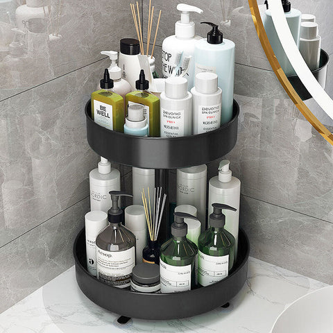 2 Tier Lazy Susan 360° Rotate Cabinet Bathroom Organizer Turntable shelf AU