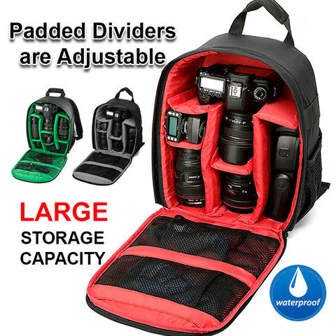 Waterproof DSLR SLR Camera Soft Case Bag Backpack Rucksack For Canon Nikon Sony