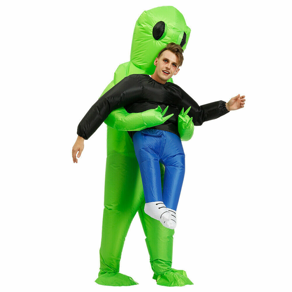 NEW Scary Halloween Green Alien Inflatable Costume Blow Up Suits Party Dress AU