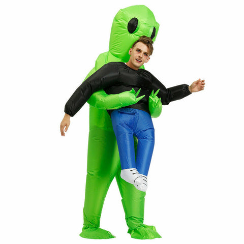 NEW Scary Halloween Green Alien Inflatable Costume Blow Up Suits Party Dress AU