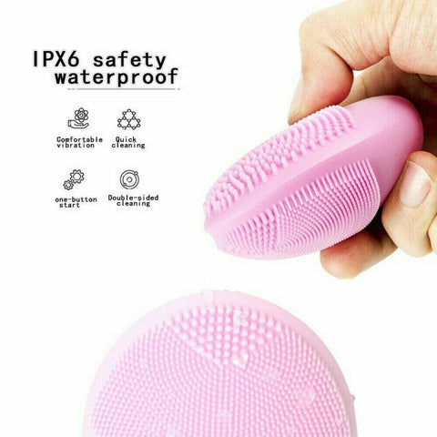 Silicone Face Cleansing Brush Electric Facial Cleanser Washing Massager Scrubber