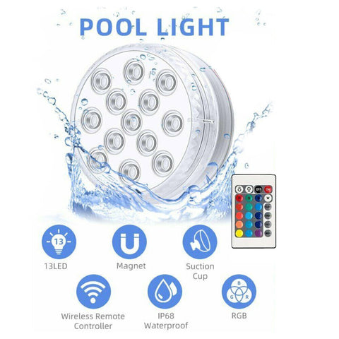 Underwater Lights Waterproof LED RGB Submersible Aquarium Pool Pond Lamp Remote