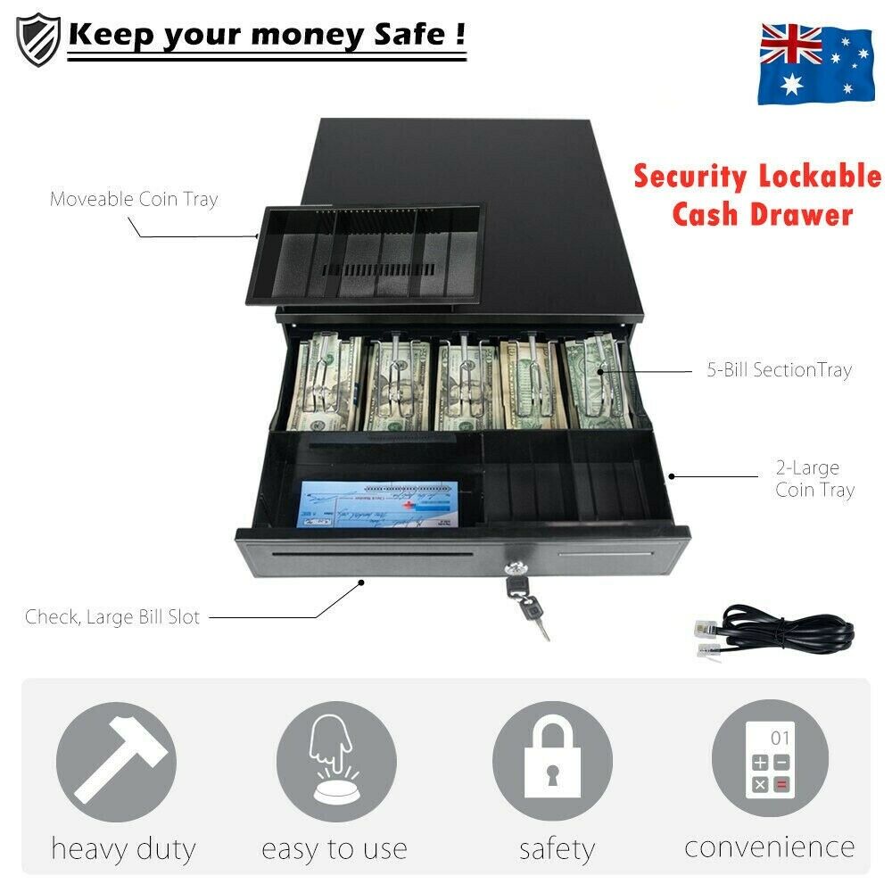 Electronic/Manual Security Lockable Cash Box Tray Money Drawer Safe Storage Keys