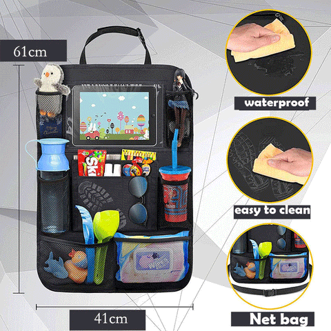 Car Seat Back Organiser Tidy Organizer Travel Kid Storage Bag Pocket Cup Holder