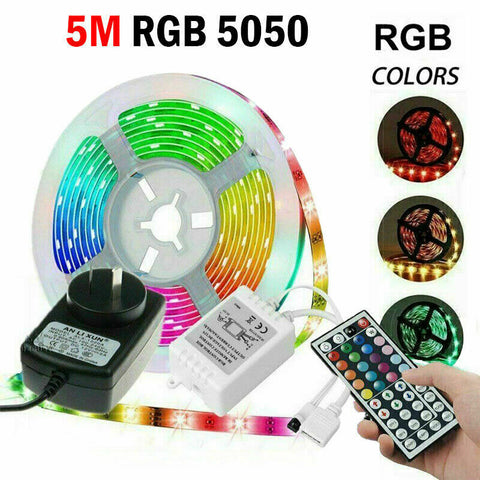 5M RGB 5050 LED Strip light SMD 44 Key Waterproof Remote 12V AU Power Full Kit