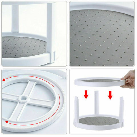 Spice Rack Jar Holder Tray 360° Turntable W/ 2 Layers Kitchen Storage Rack