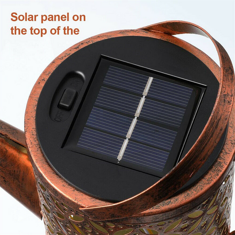 Solar LED Watering Can String Light Shower Outdoor Garden Art Tree Decor Lamp