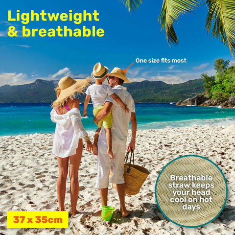 Wide Brim Straw Surf / Beach / Gardening Unisex Hat Adjustable Strap